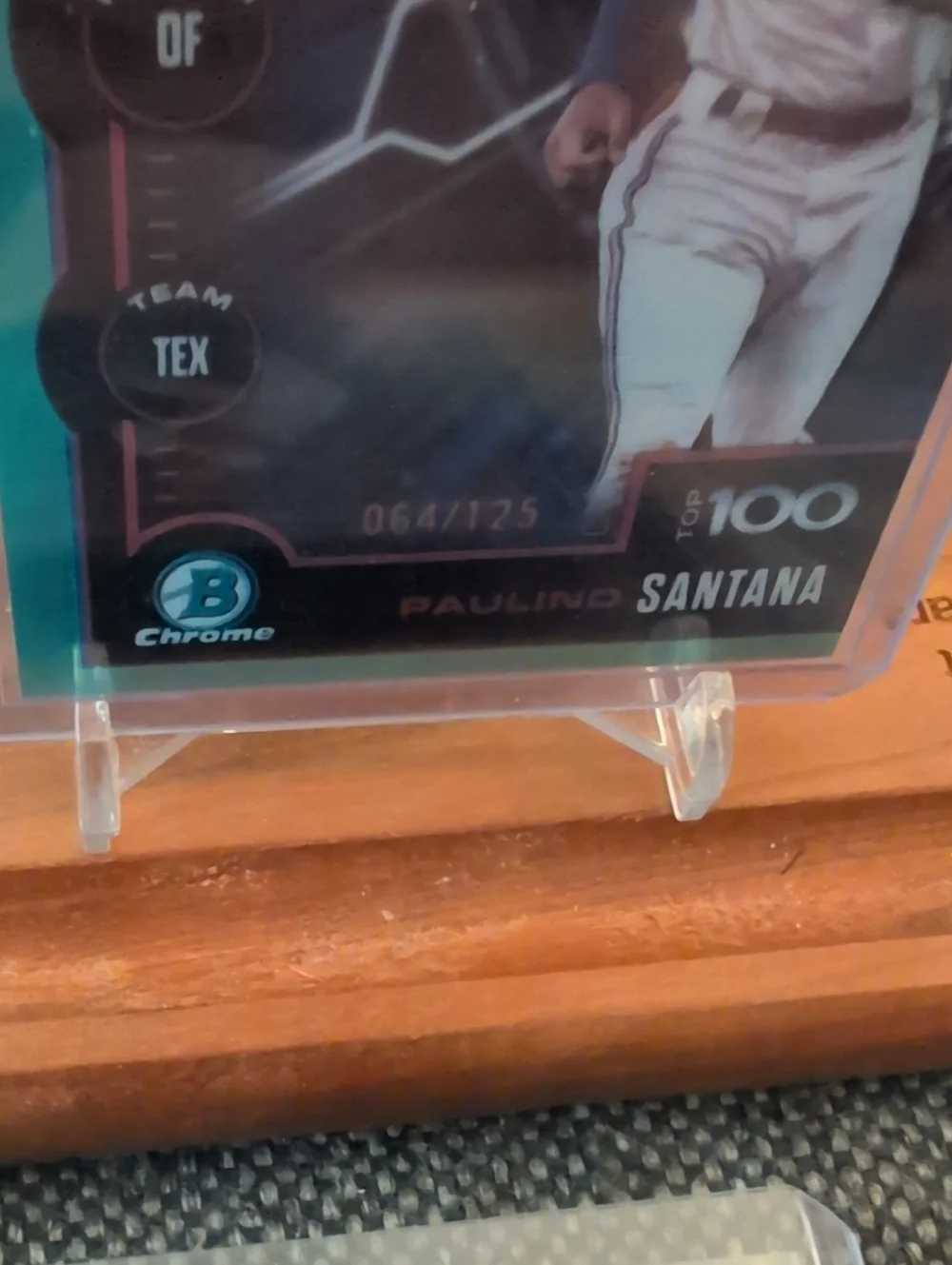 2025 Bowman Chrome Paulino Santana Top 100 Prospect Rookie Card #64/125 Rangers - Picture 2 of 3